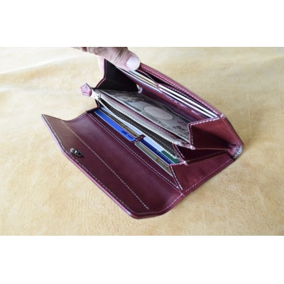本革長財布　高級イタリアンレザー使用　チョコ