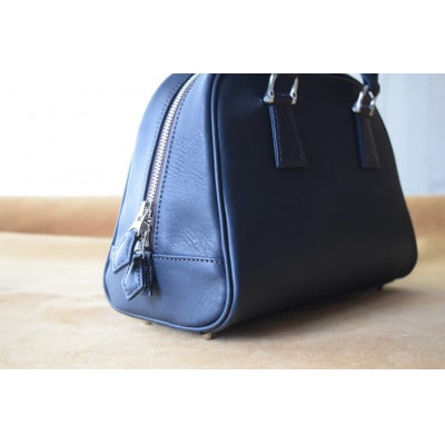 高級イタリアンレザー ボストンバック ネイビー