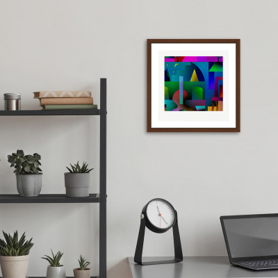 夜と猫 [しかくいえ]01【絵画】 額装サイズ266mmx266mm