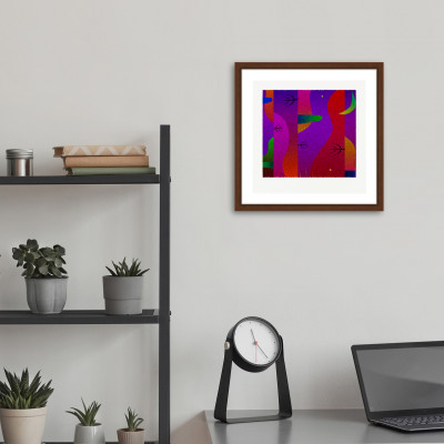 夜と丘 [しかくいえ]02【絵画】 額装サイズ266mmx266mm