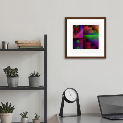 影と灯 [しかくいえ]04【絵画】 額装サイズ266mmx266mm