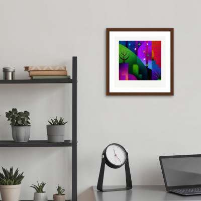 彩と山 [しかくいえ]09【絵画】 額装サイズ266mmx266mm