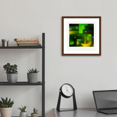 緑と望 [しかくいえ]17【絵画】 額装サイズ266mmx266mm