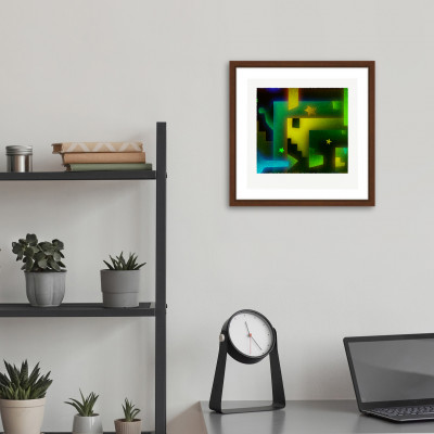 緑と思 [しかくいえ]18【絵画】 額装サイズ266mmx266mm