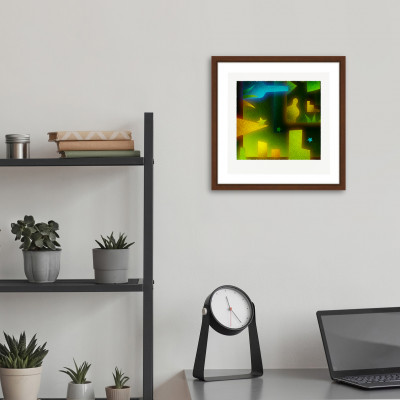 緑と瓶 [しかくいえ]19【絵画】 額装サイズ266mmx266mm