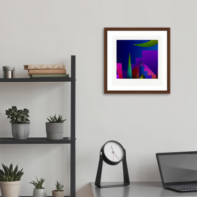 街と塔 [しかくいえ]22【絵画】 額装サイズ266mmx266mm