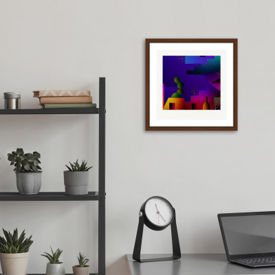 街と宵 [しかくいえ]23【絵画】 額装サイズ266mmx266mm