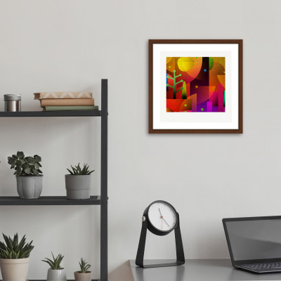 塔と夜[しかくいえ]25【絵画】 額装サイズ266mmx266mm