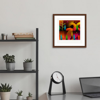 塔と輪 [しかくいえ]26【絵画】 額装サイズ266mmx266mm