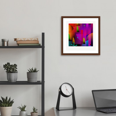 塔と時 [しかくいえ]28【絵画】 額装サイズ266mmx266mm