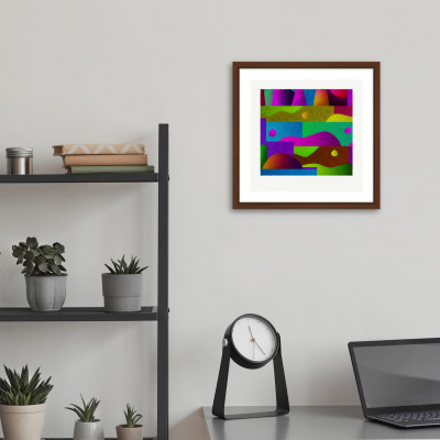 層と色 [しかくいえ]29【絵画】 額装サイズ266mmx266mm