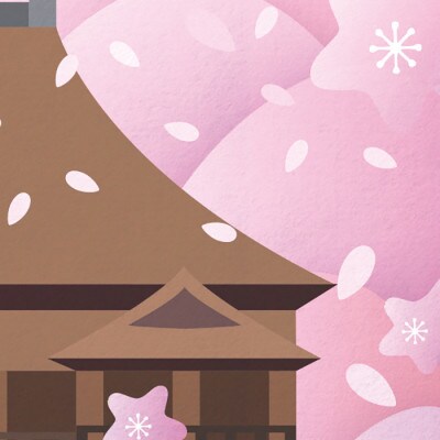 ＼注目の和紙アート/ 【絵画】京の春(清水寺と桜)額装サイズ300mmx600mm　阿波紙