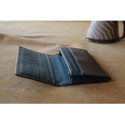 本革長財布　チョコ　高級イタリアンレザー使用