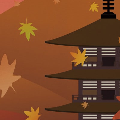 ＼注目の和紙アート/ 【絵画】京の秋(東寺と紅葉)額装サイズ300mmx600mm　阿波紙