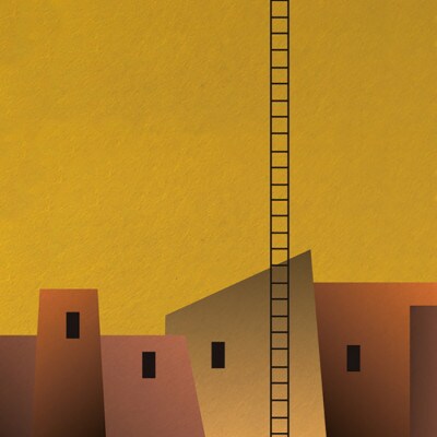 ＼注目の和紙アート/ 【絵画】街と月(オレンジ)額装サイズ300mmx600mm　阿波紙