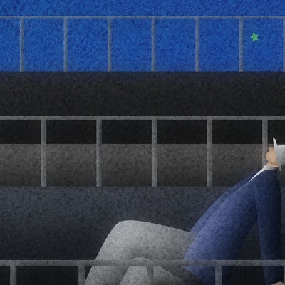 ＼京都・綾部の癒やし系作家/【絵画】　青い夜のトランぺッター　　額装サイズ526mmx412mm