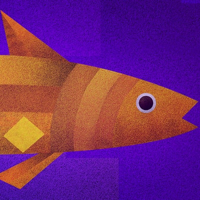 ＼京都・綾部の癒やし系作家/【絵画】　魚と夜　　額装サイズ526mmx412mm