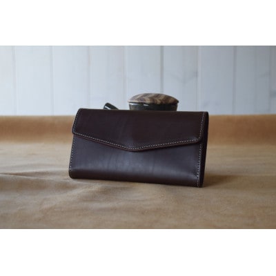 本革長財布　高級イタリアンレザー使用　チョコ