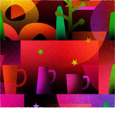 塔と器 [しかくいえ]27【絵画】 額装サイズ266mmx266mm