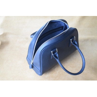 高級イタリアンレザー ボストンバック ネイビー