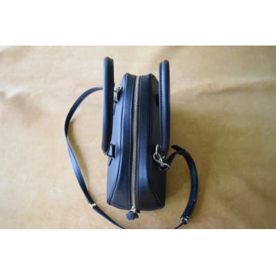 高級イタリアンレザー ボストンバック ネイビー ショルダーベルト付き