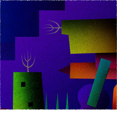 街と木 [しかくいえ]24【絵画】 額装サイズ266mmx266mm