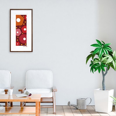 ＼注目の和紙アート/ 【絵画】椿　額装サイズ300mmx600mm　阿波紙