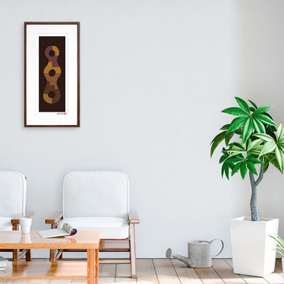 ＼注目の和紙アート/ 【絵画】3つのつながった輪　額装サイズ300mmx600mm　阿波紙