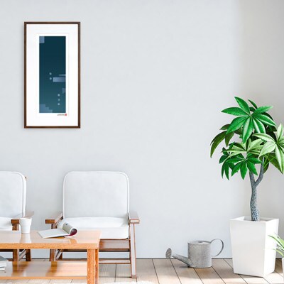 ＼注目の和紙アート/ 【絵画】沈む藍　額装サイズ300mmx600mm　阿波紙