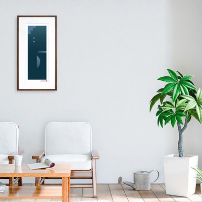 ＼注目の和紙アート/ 【絵画】朽ちる藍　額装サイズ300mmx600mm　阿波紙