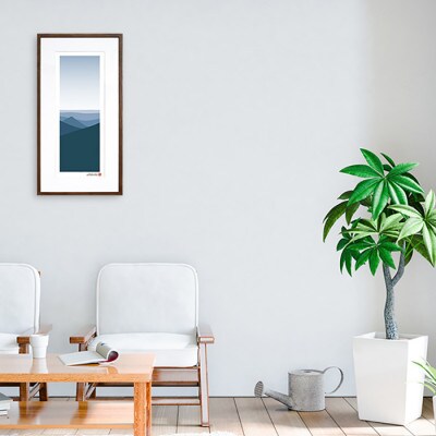 ＼注目の和紙アート/ 【絵画】弥山　額装サイズ300mmx600mm　阿波紙