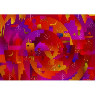 ＼京都・綾部の癒やし系作家/【絵画】　赤いシンボル　　額装サイズ526mmx412mm