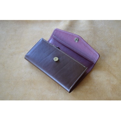 本革長財布　高級イタリアンレザー使用　チョコ