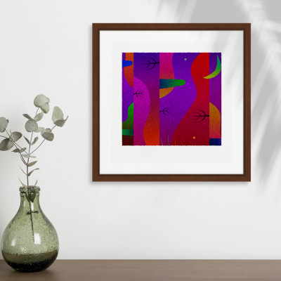 夜と丘 [しかくいえ]02【絵画】 額装サイズ266mmx266mm