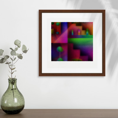 影と灯 [しかくいえ]04【絵画】 額装サイズ266mmx266mm