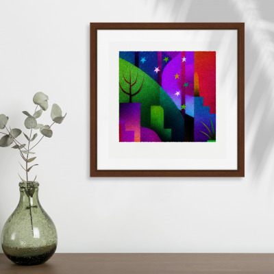 彩と山 [しかくいえ]09【絵画】 額装サイズ266mmx266mm