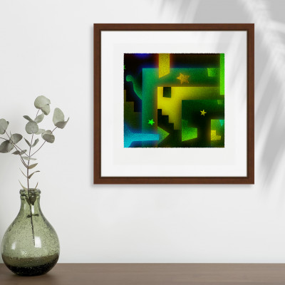 緑と思 [しかくいえ]18【絵画】 額装サイズ266mmx266mm