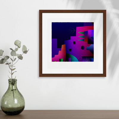 街と窓 [しかくいえ]21【絵画】 額装サイズ266mmx266mm