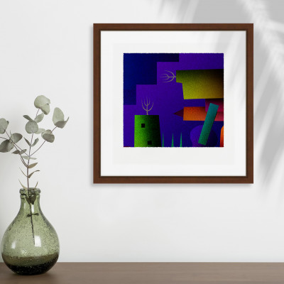 街と木 [しかくいえ]24【絵画】 額装サイズ266mmx266mm