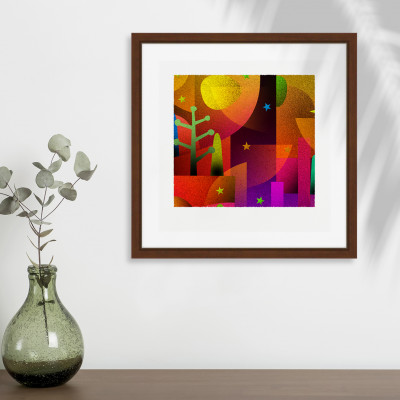 塔と夜[しかくいえ]25【絵画】 額装サイズ266mmx266mm