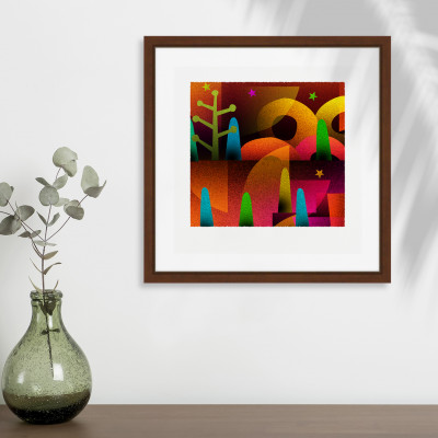 塔と輪 [しかくいえ]26【絵画】 額装サイズ266mmx266mm