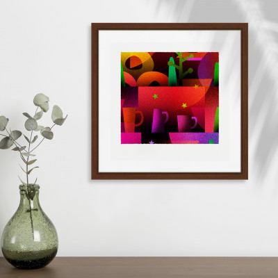 塔と器 [しかくいえ]27【絵画】 額装サイズ266mmx266mm