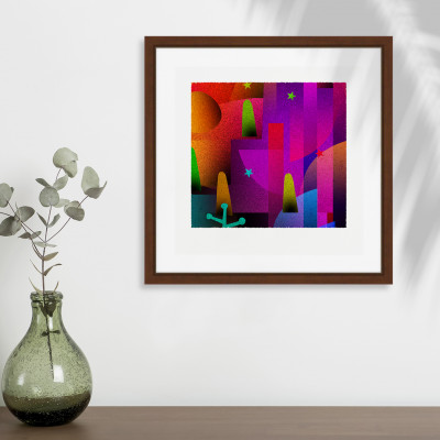 塔と時 [しかくいえ]28【絵画】 額装サイズ266mmx266mm