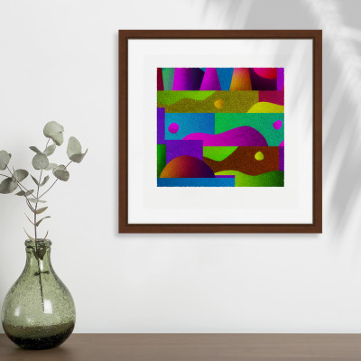 層と色 [しかくいえ]29【絵画】 額装サイズ266mmx266mm