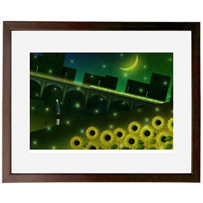 ＼京都・綾部の癒やし系作家/【絵画】夜更けのひまわり　額装サイズ526mmx412mm