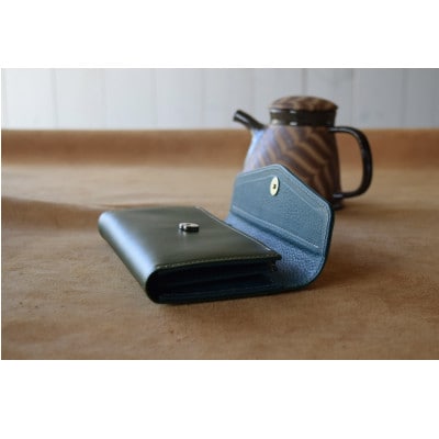 本革長財布　高級イタリアンレザー使用　グリーン