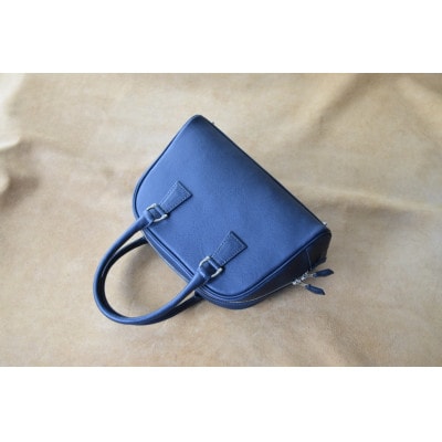 高級イタリアンレザー ボストンバック ネイビー