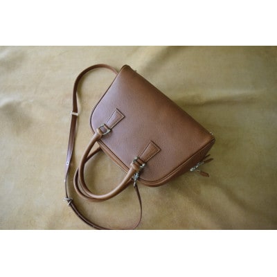 高級イタリアンレザー ボストンバック コニャック ショルダー付き