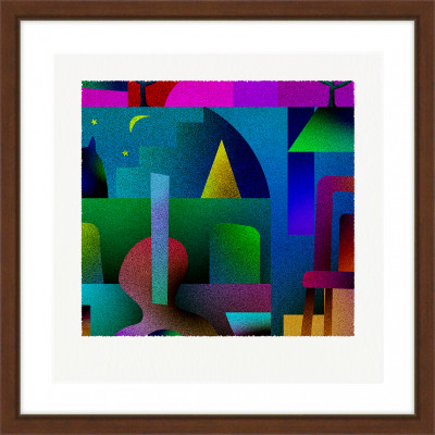 夜と猫 [しかくいえ]01【絵画】 額装サイズ266mmx266mm