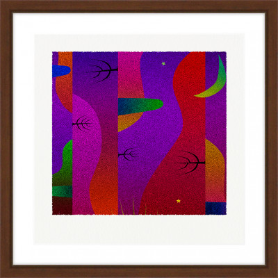 夜と丘 [しかくいえ]02【絵画】 額装サイズ266mmx266mm